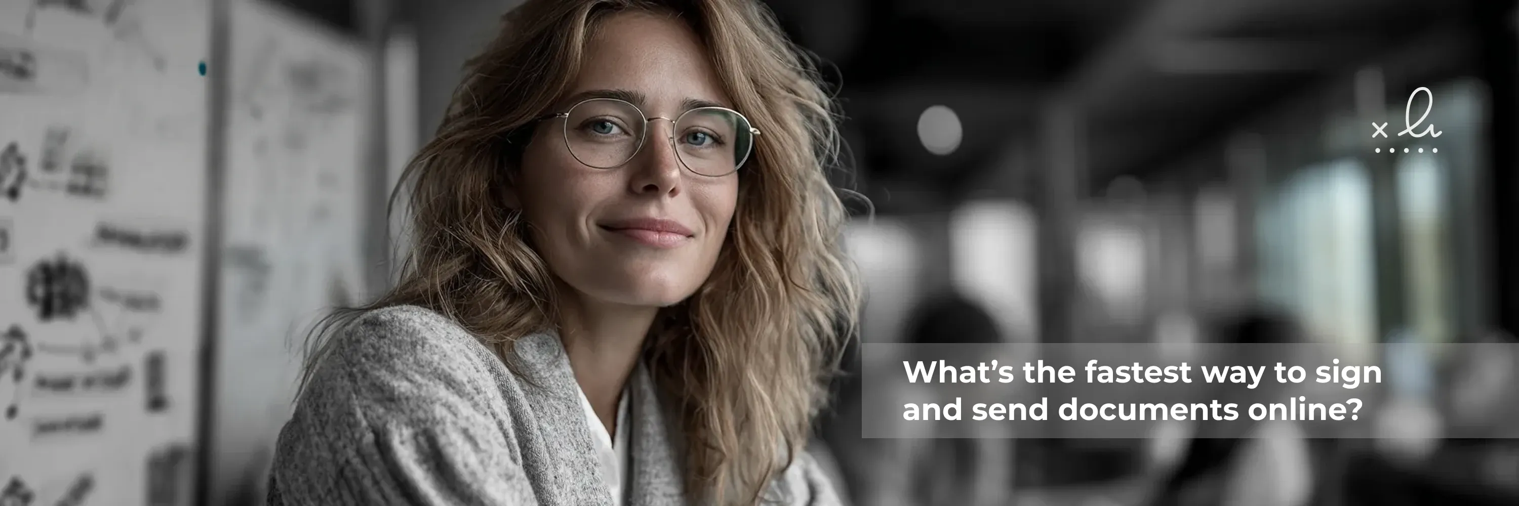 Professional woman using digital signature software to quickly sign and send documents online